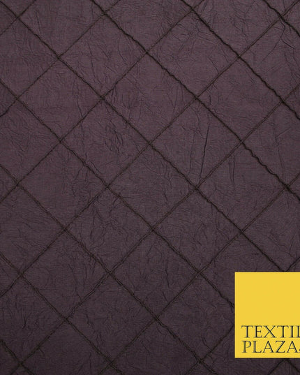 Luxury Square Diamond PINTUCK Crushed 100% PURE SILK Fabric Furnishing 4 COLOURS