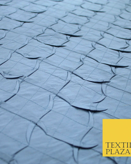 Luxury Waffle Buckingham PINTUCK 100% PURE SILK Fabric Furnishing 5 COLOURS 42"