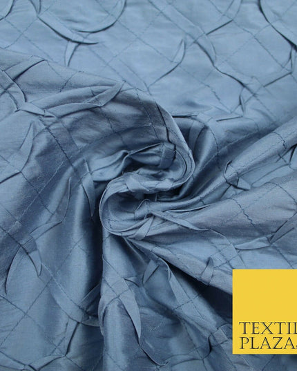 Luxury Waffle Buckingham PINTUCK 100% PURE SILK Fabric Furnishing 5 COLOURS 42"