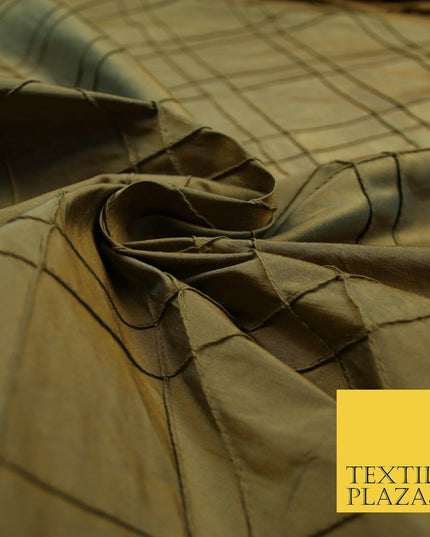 Luxury Criss Cross Square PINTUCK 100% PURE SILK Fabric Furnishing 5 COLOURS 46"