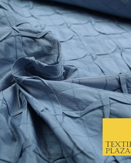 Luxury Waffle Buckingham PINTUCK 100% PURE SILK Fabric Furnishing 5 COLOURS 42"