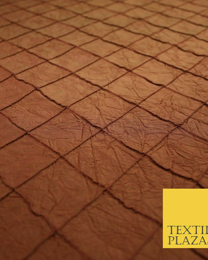 Luxury Square Diamond PINTUCK Crushed 100% PURE SILK Fabric Furnishing 4 COLOURS