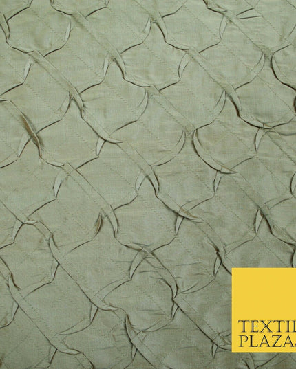 Luxury Waffle Buckingham PINTUCK 100% PURE SILK Fabric Furnishing 5 COLOURS 42"