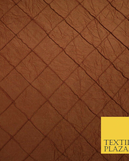 Luxury Square Diamond PINTUCK Crushed 100% PURE SILK Fabric Furnishing 4 COLOURS