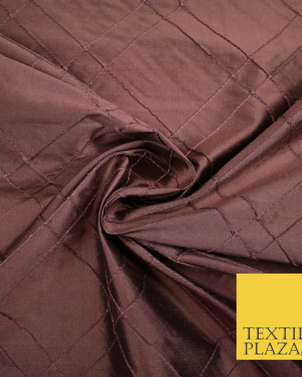 Luxury Criss Cross Square PINTUCK 100% PURE SILK Fabric Furnishing 5 COLOURS 46"