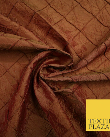 Luxury Square Diamond PINTUCK Crushed 100% PURE SILK Fabric Furnishing 4 COLOURS