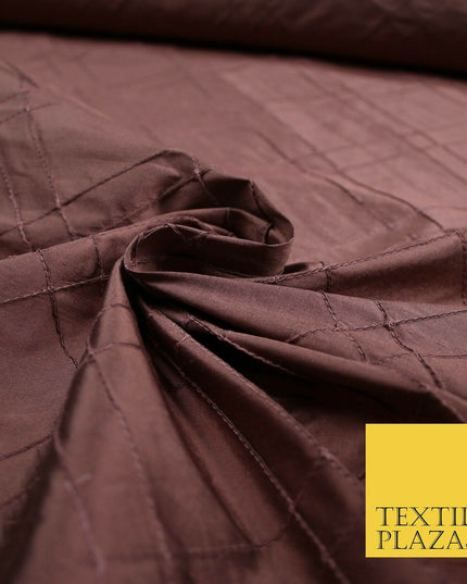 Luxury Criss Cross Square PINTUCK 100% PURE SILK Fabric Furnishing 5 COLOURS 46"