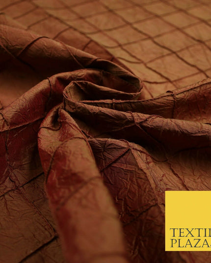 Luxury Square Diamond PINTUCK Crushed 100% PURE SILK Fabric Furnishing 4 COLOURS