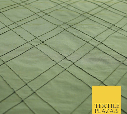 Luxury Criss Cross Square PINTUCK 100% PURE SILK Fabric Furnishing 5 COLOURS 46"
