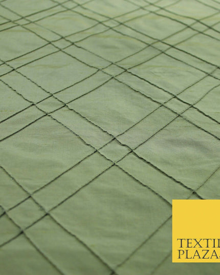 Luxury Criss Cross Square PINTUCK 100% PURE SILK Fabric Furnishing 5 COLOURS 46"