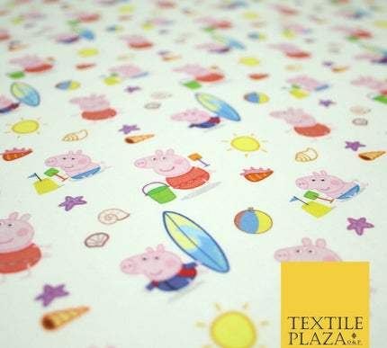 PEPPA PIG Beach Day Nickelodeon Licensed Digital Print 100% Cotton Fabric 4759