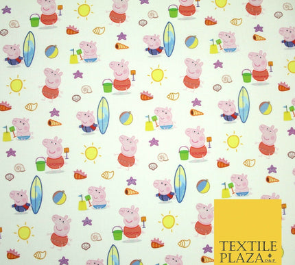 PEPPA PIG Beach Day Nickelodeon Licensed Digital Print 100% Cotton Fabric 4759