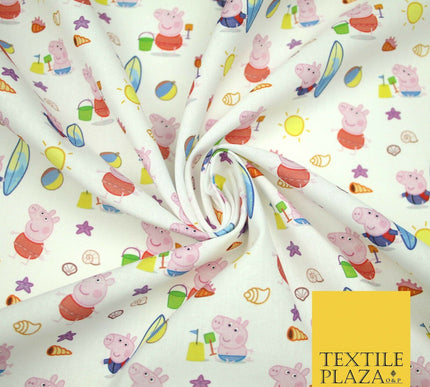 PEPPA PIG Beach Day Nickelodeon Licensed Digital Print 100% Cotton Fabric 4759