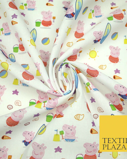 PEPPA PIG Beach Day Nickelodeon Licensed Digital Print 100% Cotton Fabric 4759