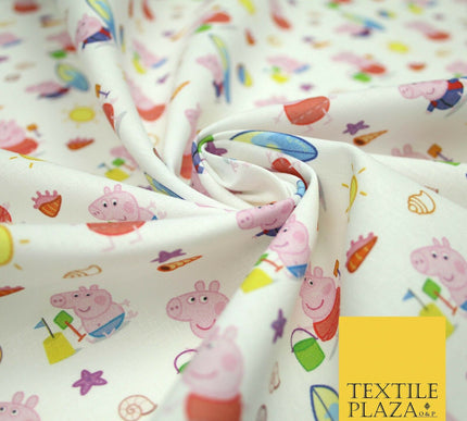 PEPPA PIG Beach Day Nickelodeon Licensed Digital Print 100% Cotton Fabric 4759