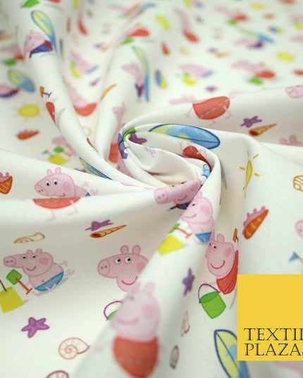 PEPPA PIG Beach Day Nickelodeon Licensed Digital Print 100% Cotton Fabric 4759
