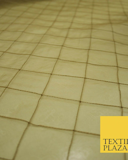 Luxury Caramel Gold Square PINTUCK 100% SILK ORGANZA Fabric Sheer 48" Wide 4628