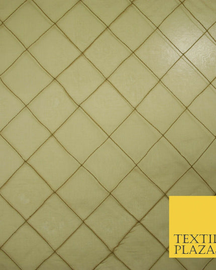 Luxury Caramel Gold Square PINTUCK 100% SILK ORGANZA Fabric Sheer 48" Wide 4628