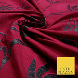 Luxury Cerise Pink Lotus Floral Printed 100% PURE SILK Dupion Fabric 53" 4617