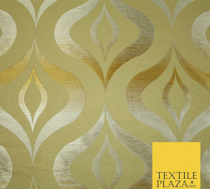 Premium GOLD Metallic Shaded Thread Lantern Design Upholstery Fabric 53" 4680