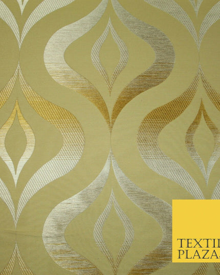 Premium GOLD Metallic Shaded Thread Lantern Design Upholstery Fabric 53" 4680