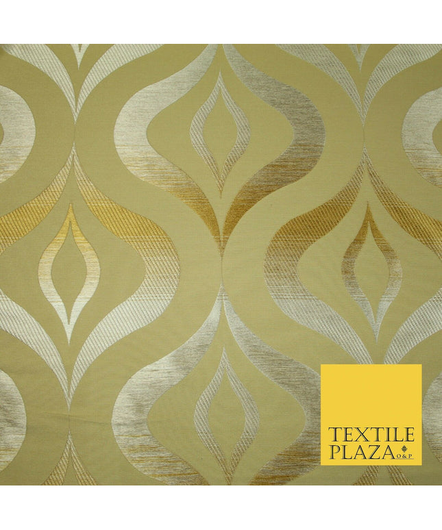 Premium GOLD Metallic Shaded Thread Lantern Design Upholstery Fabric 53" 4680