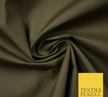 Army Green Camel Brown Water Repellent Poly Cotton Peach skin PLAIN FABRIC 59" 4749