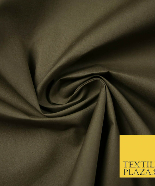 Army Green Camel Brown Water Repellent Poly Cotton Peach skin PLAIN FABRIC 59" 4749