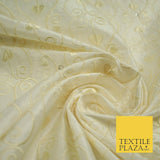 Luxury Ivory Floral Spade Leaf SWAROVSKI Embroidered 100% PURE SILK Fabric 4656