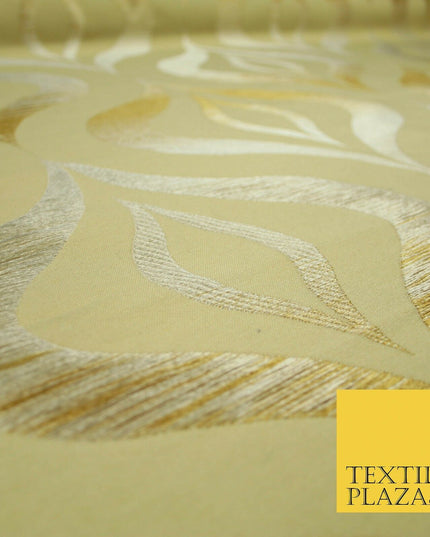 Premium GOLD Metallic Shaded Thread Lantern Design Upholstery Fabric 53" 4680