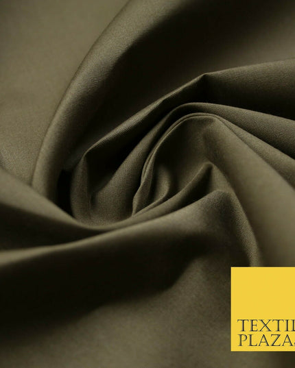Army Green Camel Brown Water Repellent Poly Cotton Peach skin PLAIN FABRIC 59" 4749