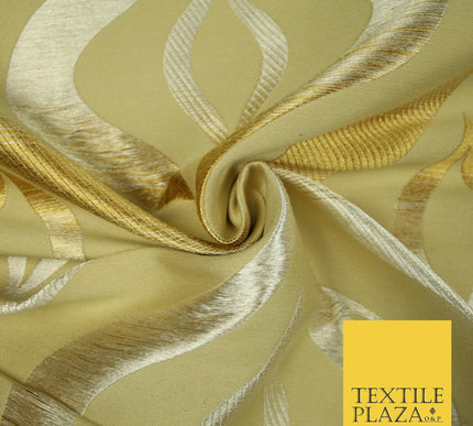Premium GOLD Metallic Shaded Thread Lantern Design Upholstery Fabric 53" 4680