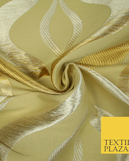 Premium GOLD Metallic Shaded Thread Lantern Design Upholstery Fabric 53" 4680