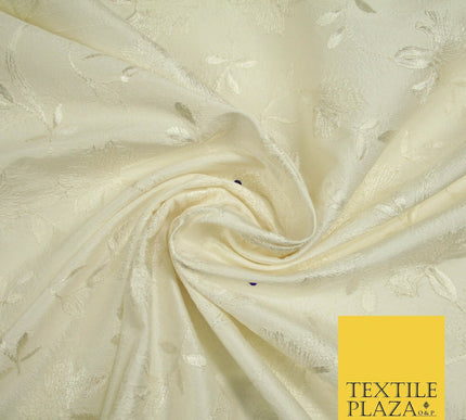 Luxury Ivory Flower Bloom Blue SWAROVSKI Embroidered 100% PURE SILK Fabric 4655
