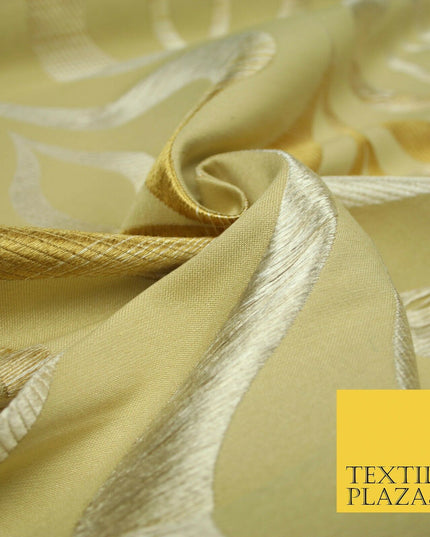 Premium GOLD Metallic Shaded Thread Lantern Design Upholstery Fabric 53" 4680