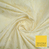 Luxury Ivory Floral Spade Leaf SWAROVSKI Embroidered 100% PURE SILK Fabric 4656