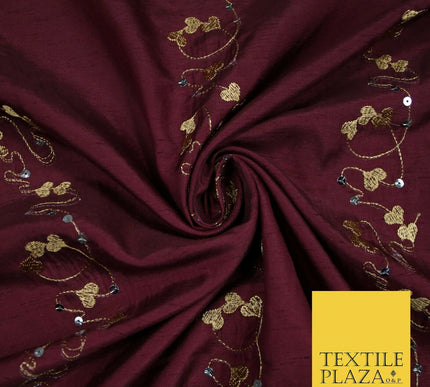 Premium Heart Strings Sequin Striped Embroidered Shantung Raw Silk Dress Fabric