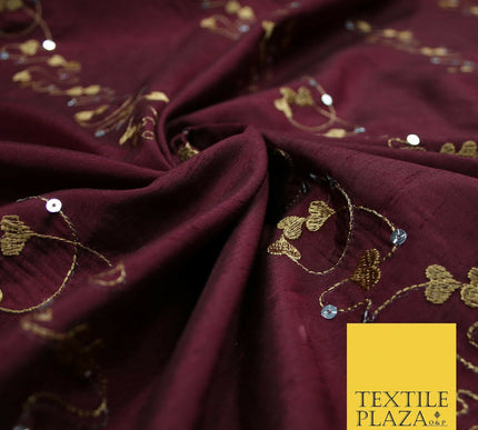 Premium Heart Strings Sequin Striped Embroidered Shantung Raw Silk Dress Fabric