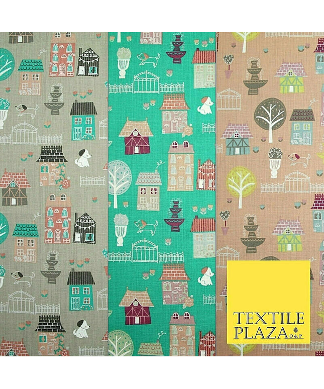Walk In The Park Garden Gates Floral Printed Poly Cotton Fabric Polycotton Craft