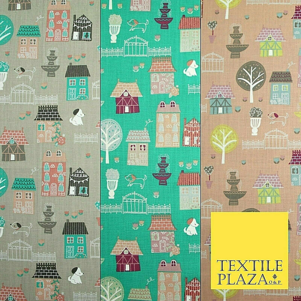 Walk In The Park Garden Gates Floral Printed Poly Cotton Fabric Polycotton Craft