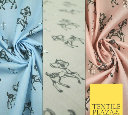 Fawn Baby Deer Bambi Woodland Animal Printed Poly Cotton Fabric Polycotton Craft