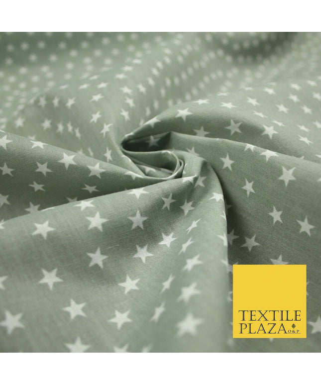 Falling White Mini Stars Printed Poly Cotton Fabric Polycotton Dress Craft 4917