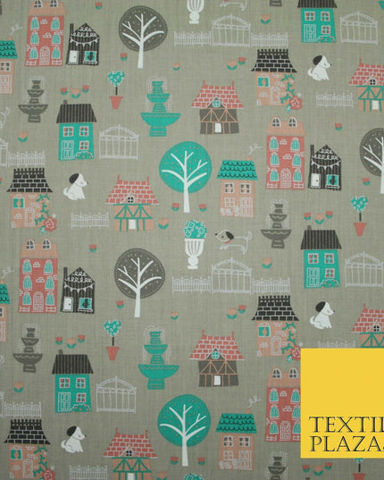 Walk In The Park Garden Gates Floral Printed Poly Cotton Fabric Polycotton Craft