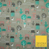 Walk In The Park Garden Gates Floral Printed Poly Cotton Fabric Polycotton Craft