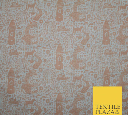 Fairytale Enchanted Castle Unicorn Printed Poly Cotton Fabric Polycotton Craft