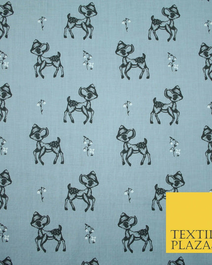 Fawn Baby Deer Bambi Woodland Animal Printed Poly Cotton Fabric Polycotton Craft