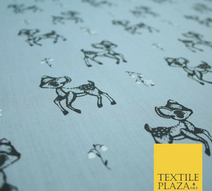 Fawn Baby Deer Bambi Woodland Animal Printed Poly Cotton Fabric Polycotton Craft