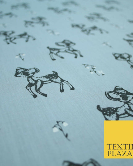 Fawn Baby Deer Bambi Woodland Animal Printed Poly Cotton Fabric Polycotton Craft
