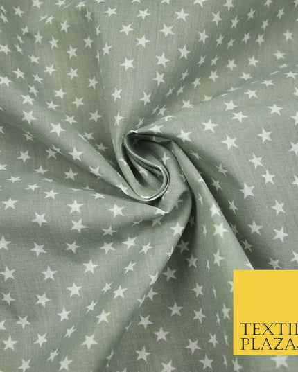 Falling White Mini Stars Printed Poly Cotton Fabric Polycotton Dress Craft 4917
