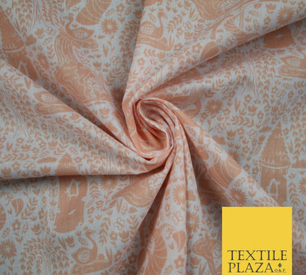 Fairytale Enchanted Castle Unicorn Printed Poly Cotton Fabric Polycotton Craft